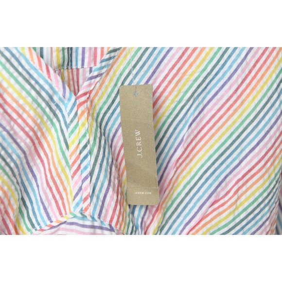 J.CREW V-Neck Rainbow Striped Seersucker Peplum Top Blouse Size 6 NEW - Picture 4 of 13